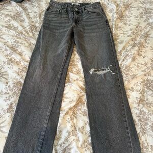 Pull&Bear Gray Flare Wide Leg Jeans